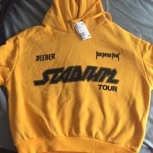 Justin Bieber stadium tour crop yellow sweatshirt